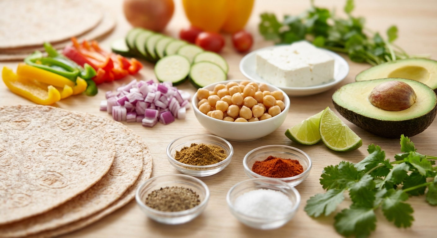 Zutaten für Schnelle Gemüse-Quesadillas mit Guacamole