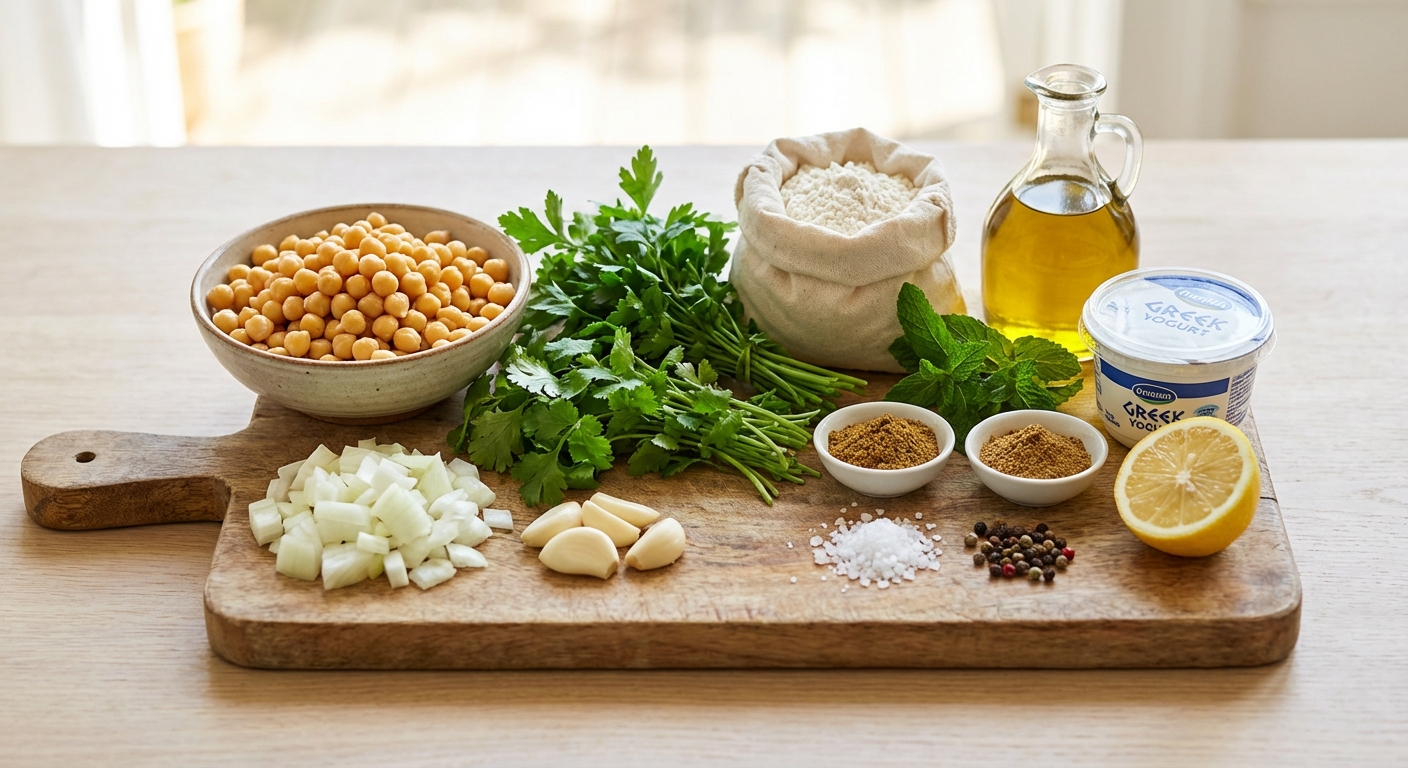 Zutaten für Knusprige Falafel aus dem Ofen mit Joghurt-Dip