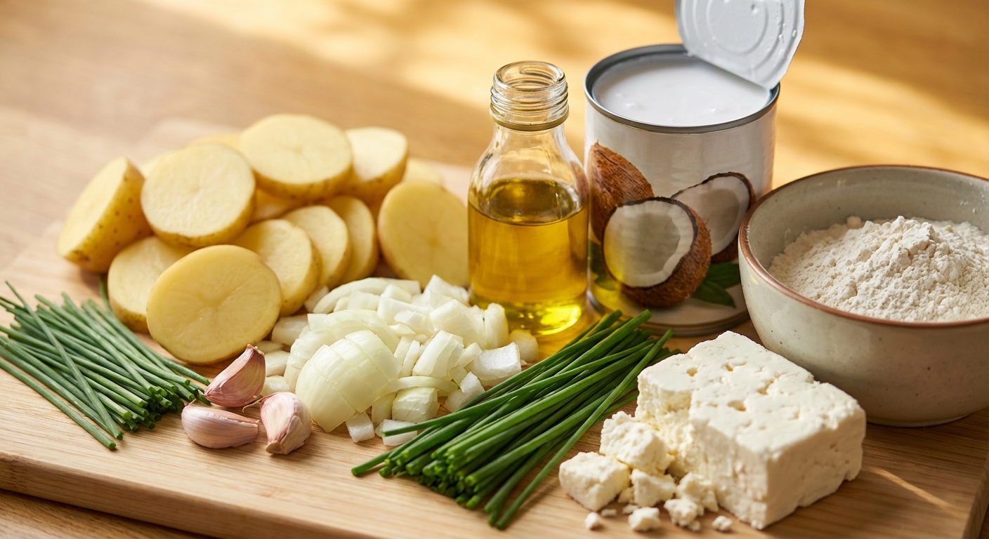 Zutaten für Cremige Kartoffelsuppe mit Röstzwiebeln