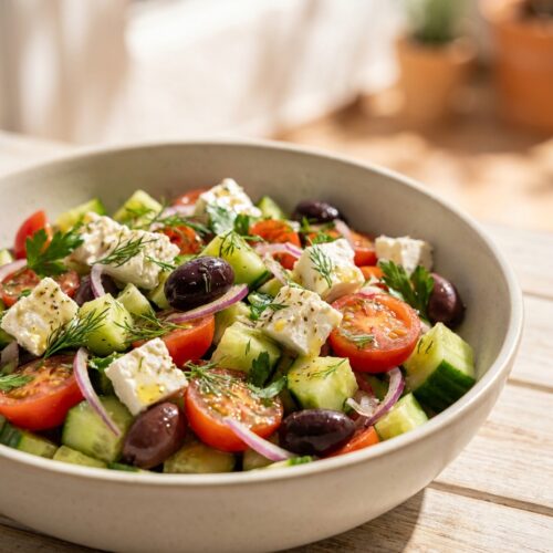 Frischer Gurken-Tomaten-Feta-Salat