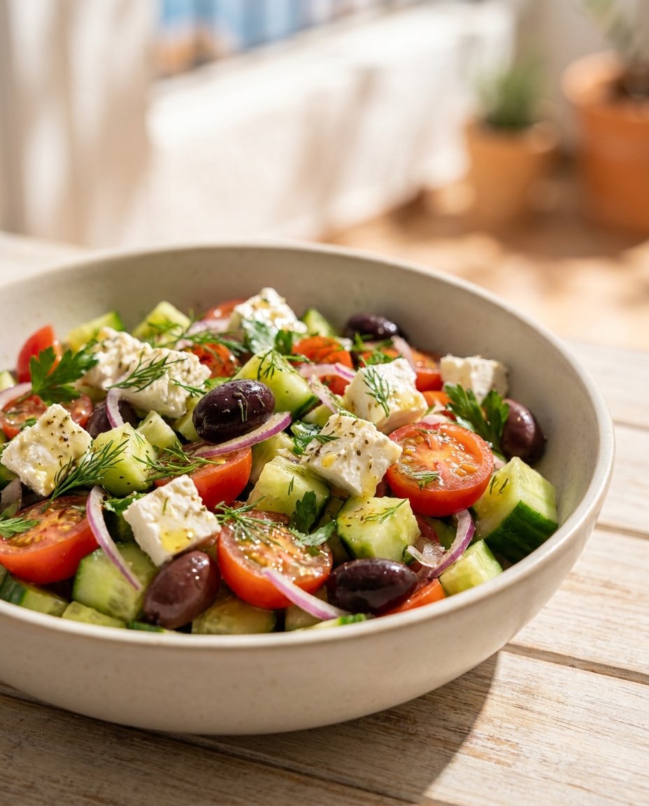 Frischer Gurken-Tomaten-Feta-Salat