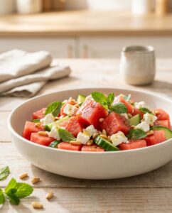 Wassermelonen-Feta-Salat mit Minze – Dein leichtes Sommergericht