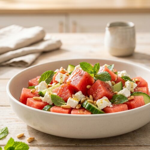 Wassermelonen-Feta-Salat mit Minze – Dein leichtes Sommergericht!