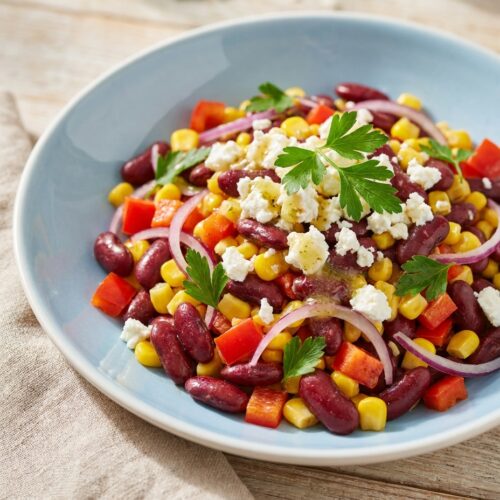 Bohnen-Mais-Salat mit Feta
