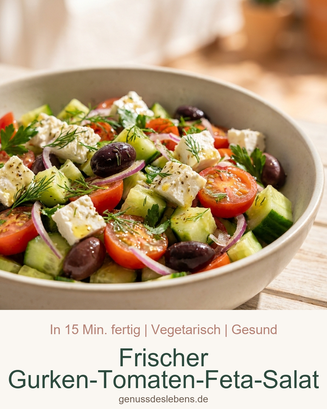 Frischer Gurken-Tomaten-Feta-Salat - Pin für Pinterest