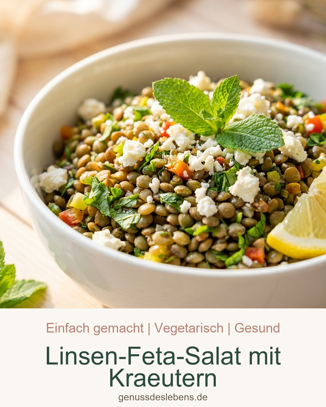 Linsen-Feta-Salat mit Kraeutern - Pin für Pinterest