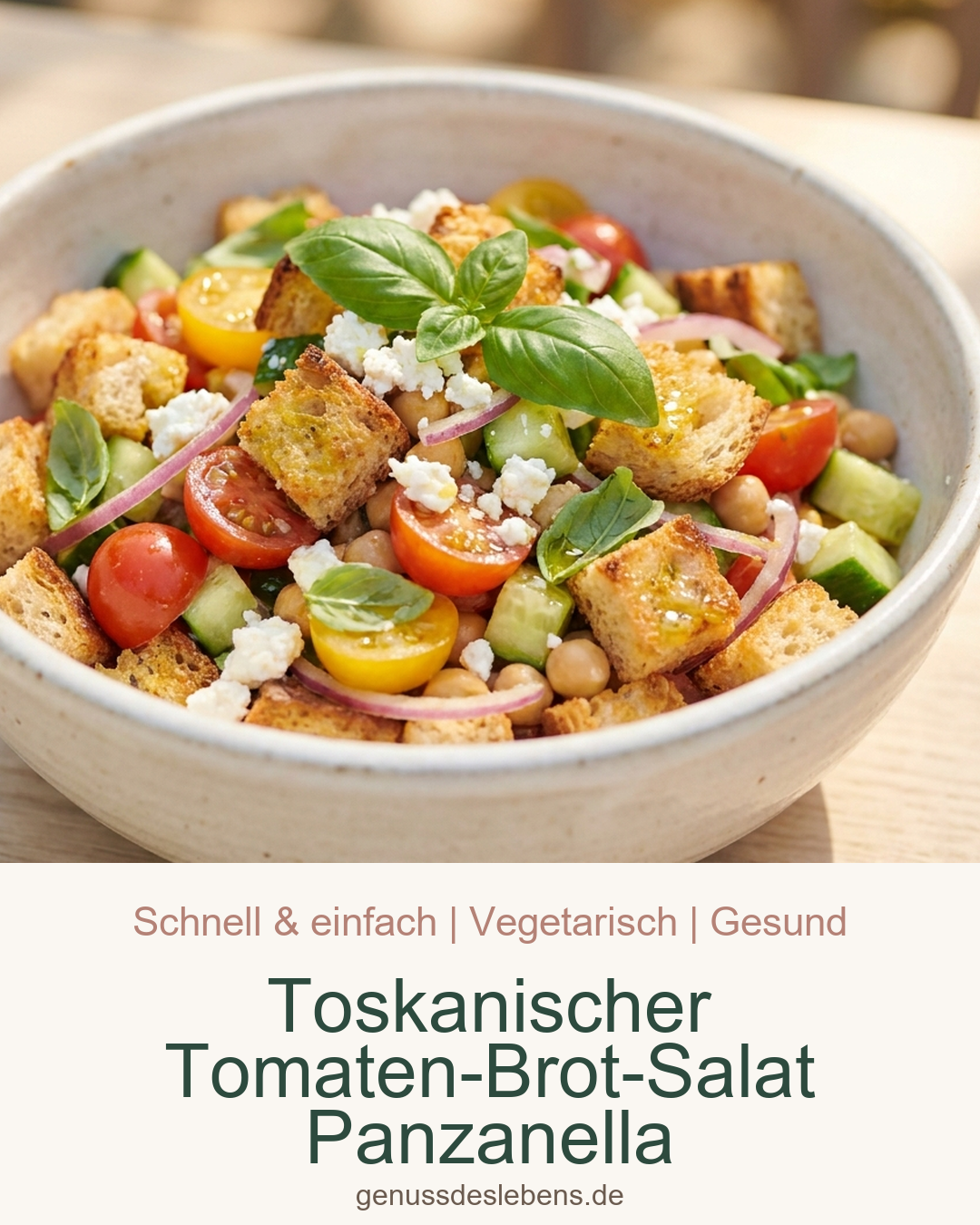 Toskanischer Tomaten-Brot-Salat Panzanella - Pin für Pinterest
