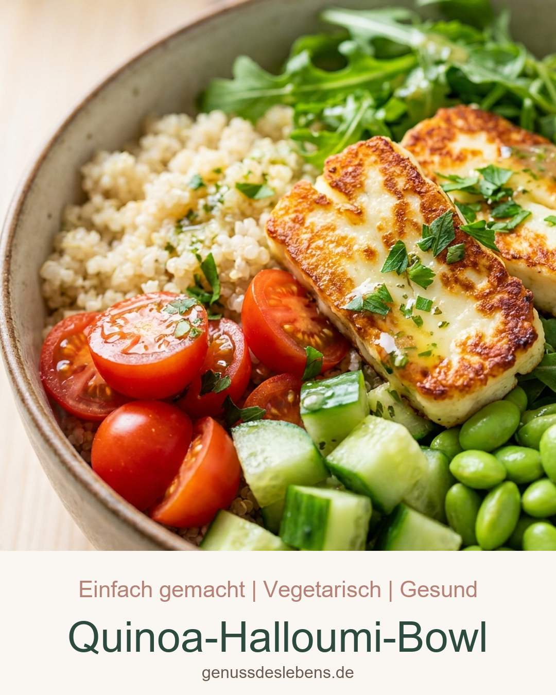 Quinoa-Halloumi-Bowl - Pin für Pinterest