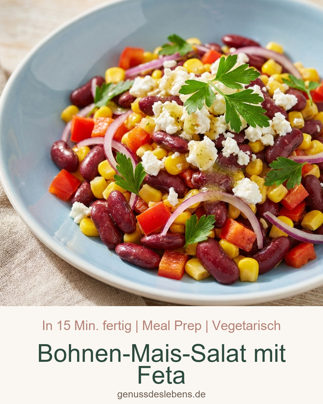 Bohnen-Mais-Salat mit Feta - Pin für Pinterest