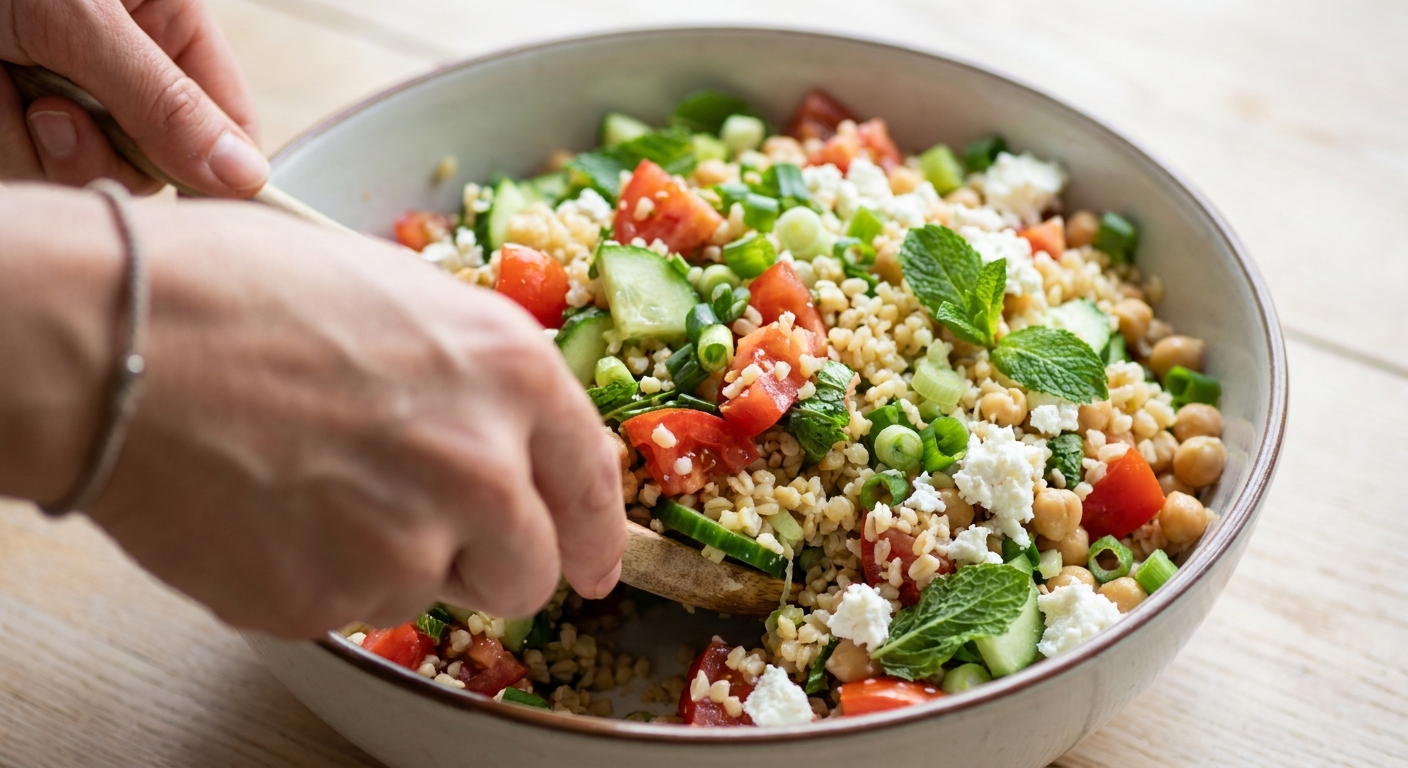 Bulgur-Salat mit Minze und Tomaten Zubereitung