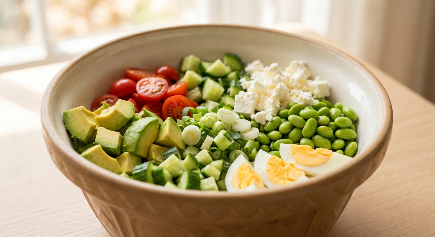 Edamame-Avocado-Salat mit Ei Zubereitung