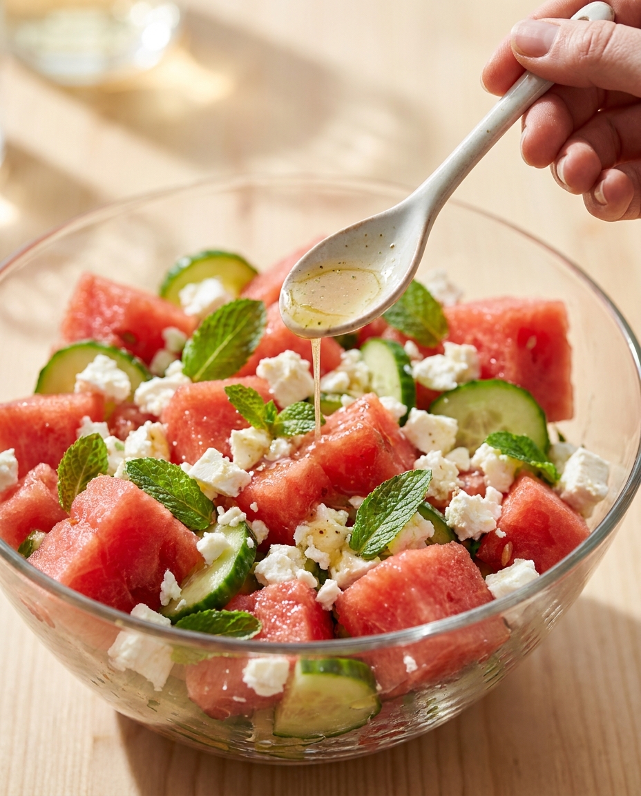 Wassermelonen-Feta-Salat mit Minze – Dein leichtes Sommergericht! Zubereitung