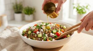 Linsen-Feta-Salat mit Kraeutern - Schritt 4