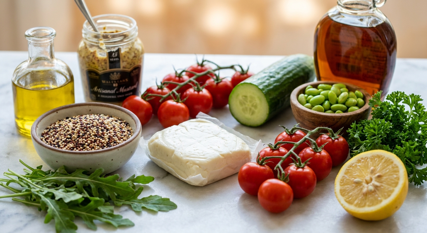 Zutaten für Quinoa-Halloumi-Bowl