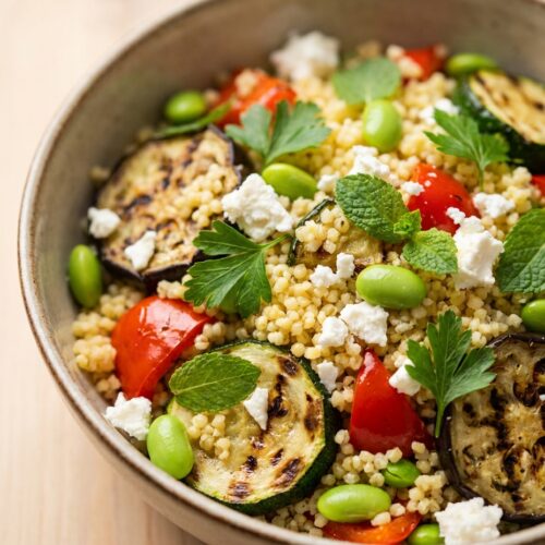 Hirse-Salat mit gegrilltem Gemüse und Feta