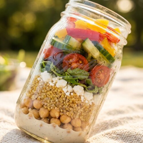Mason-Jar-Schichtsalat mit Kichererbsen