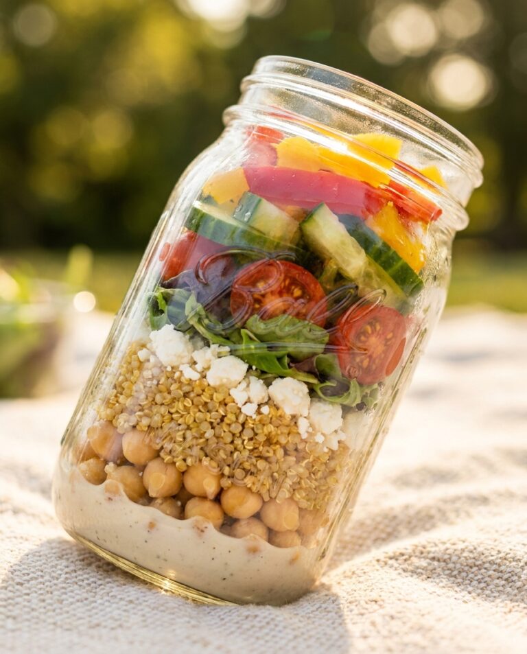 Mason-Jar-Schichtsalat mit Kichererbsen
