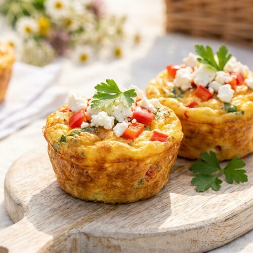 Mediterrane Frittata-Muffins mit Feta und Paprika