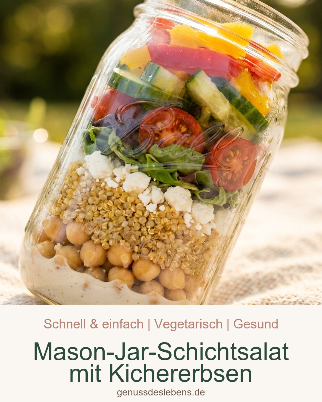 Mason-Jar-Schichtsalat mit Kichererbsen - Pin für Pinterest
