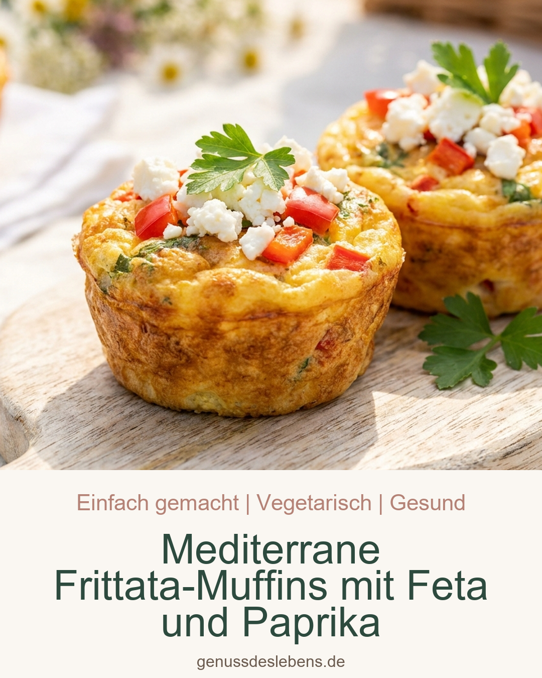 Mediterrane Frittata-Muffins mit Feta und Paprika - Pin für Pinterest