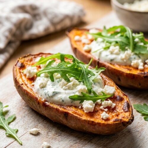 Ofen-Süßkartoffel mit Kräuterquark