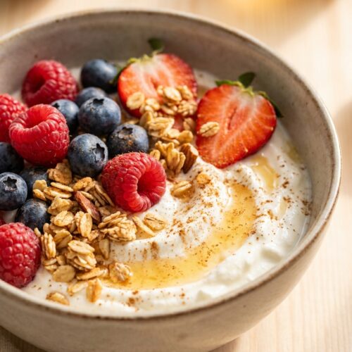 Skyr-Beeren-Bowl mit Hafercrunch