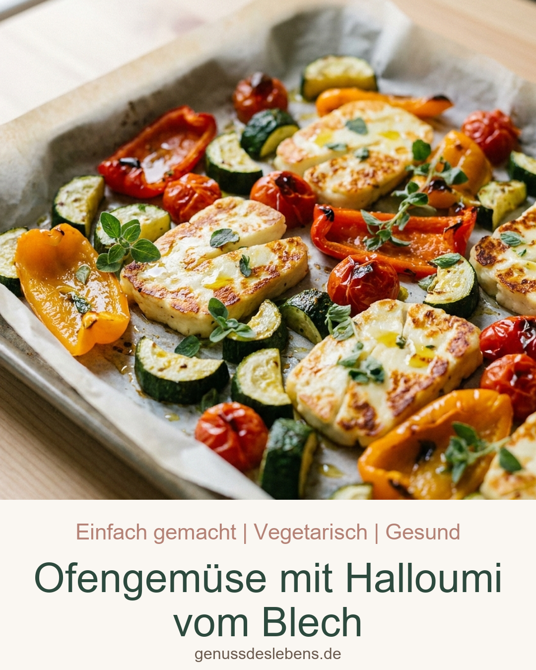 Ofengemüse mit Halloumi vom Blech - Pin für Pinterest