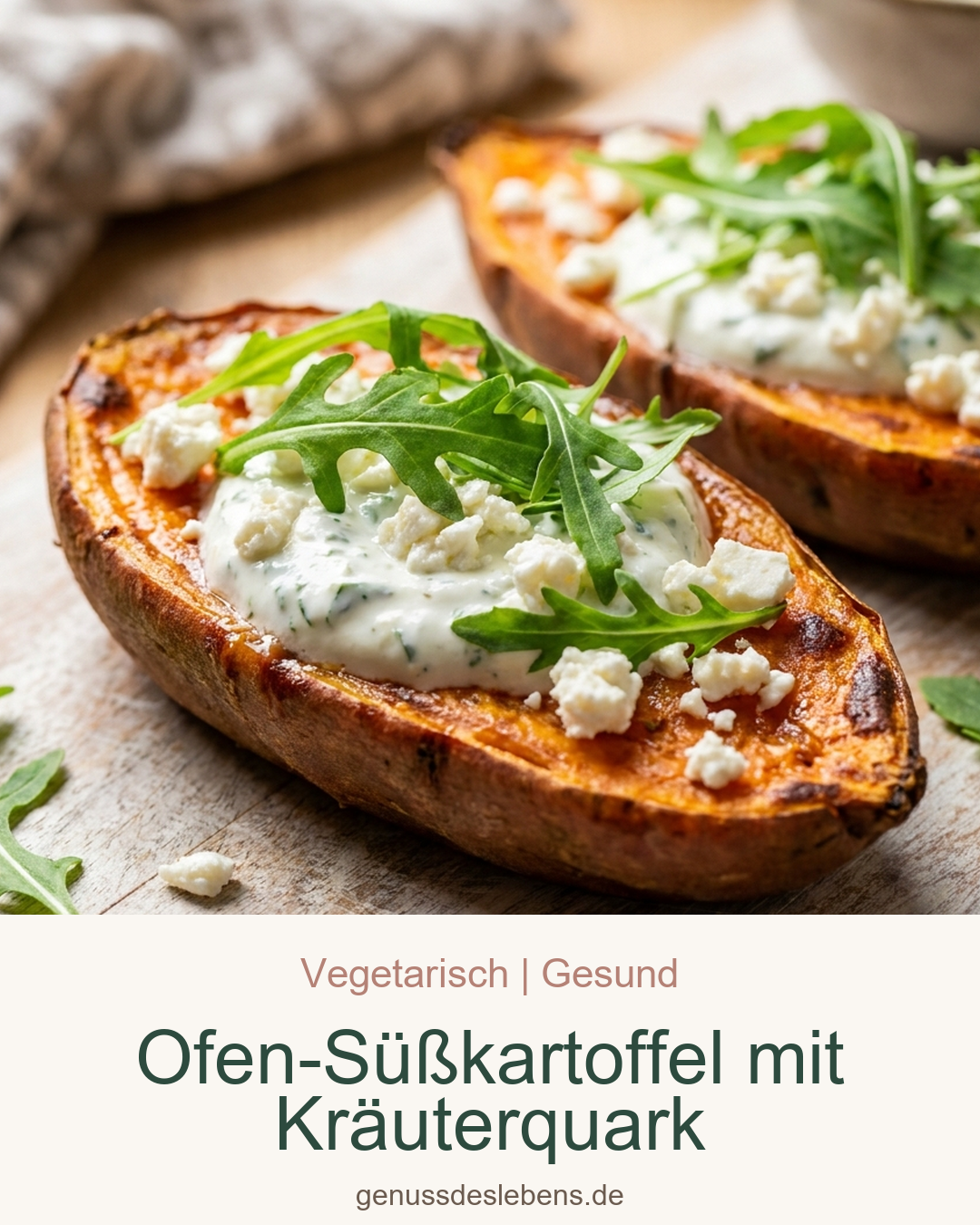 Ofen-Süßkartoffel mit Kräuterquark - Pin für Pinterest