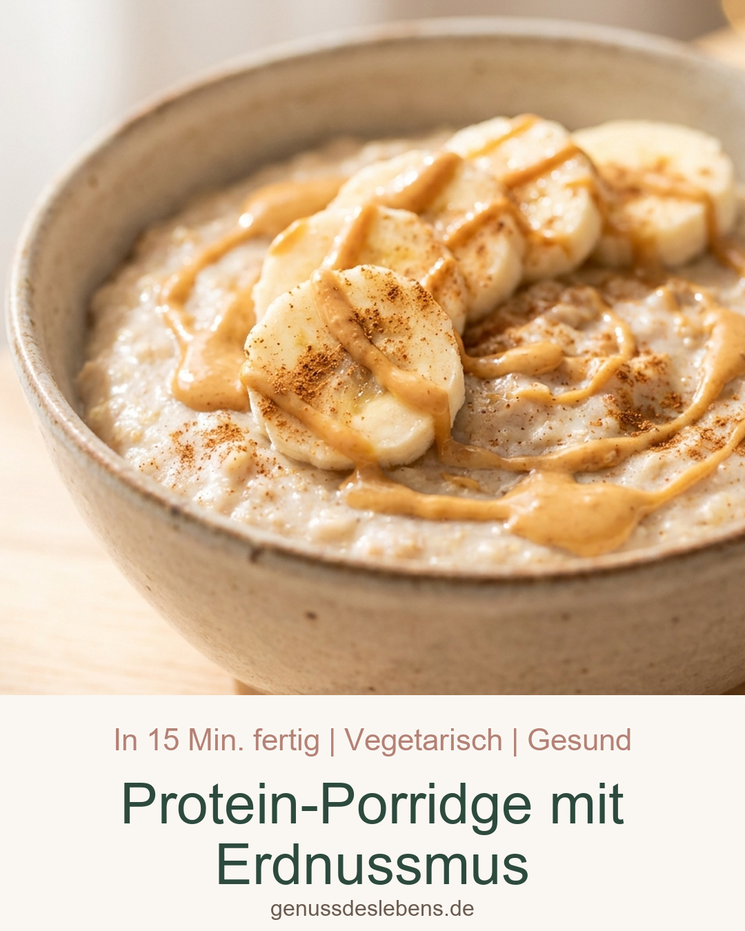 Protein-Porridge mit Erdnussmus - Pin für Pinterest