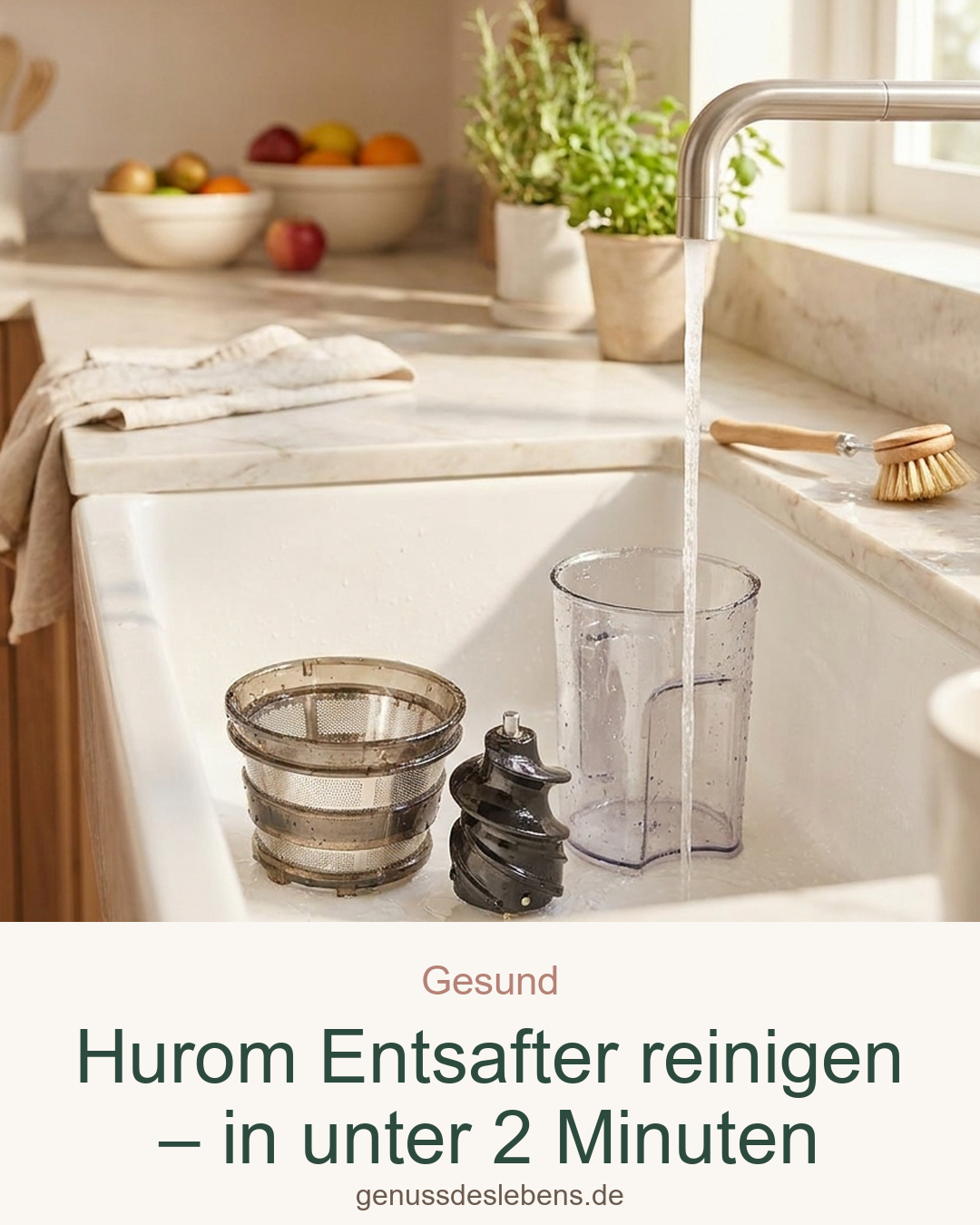 Hurom Entsafter reinigen – in unter 2 Minuten – Pin für Pinterest