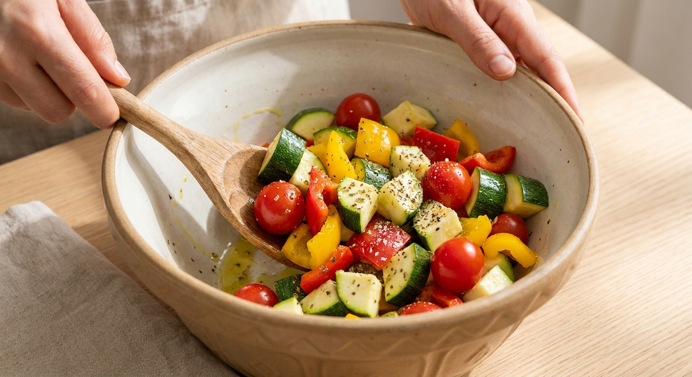Ofengemüse mit Halloumi vom Blech Zubereitung