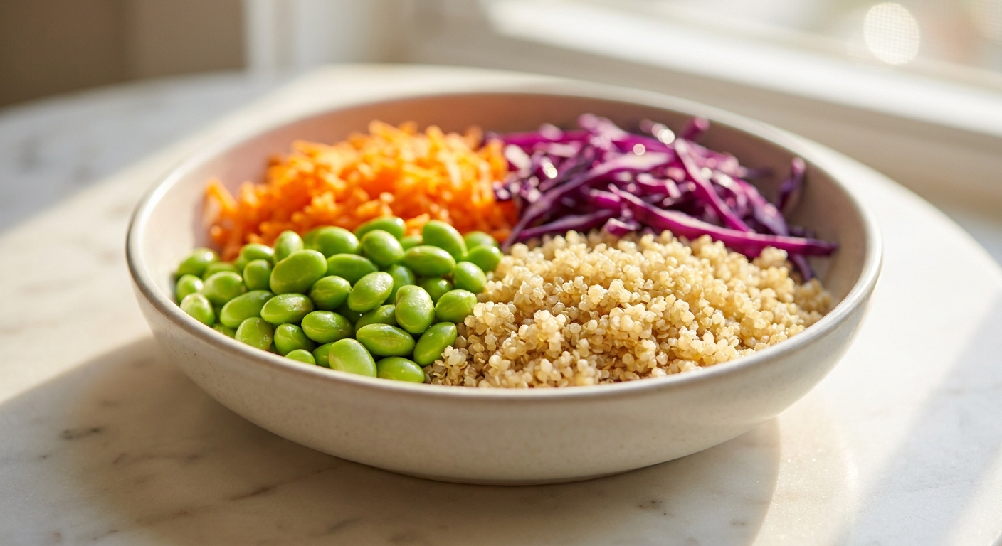 Edamame-Quinoa-Bowl mit Sesam-Dressing Zubereitung