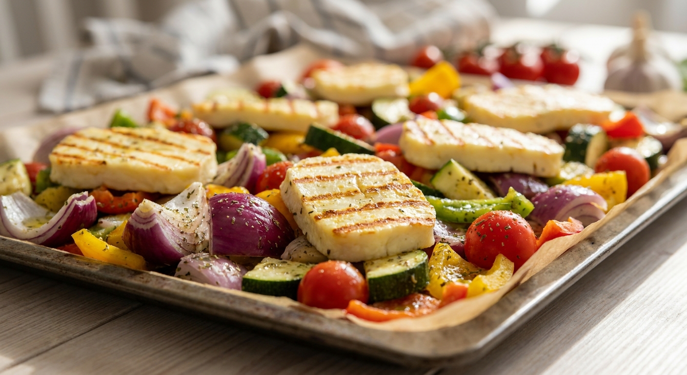 Ofengemüse mit Halloumi vom Blech Zubereitung