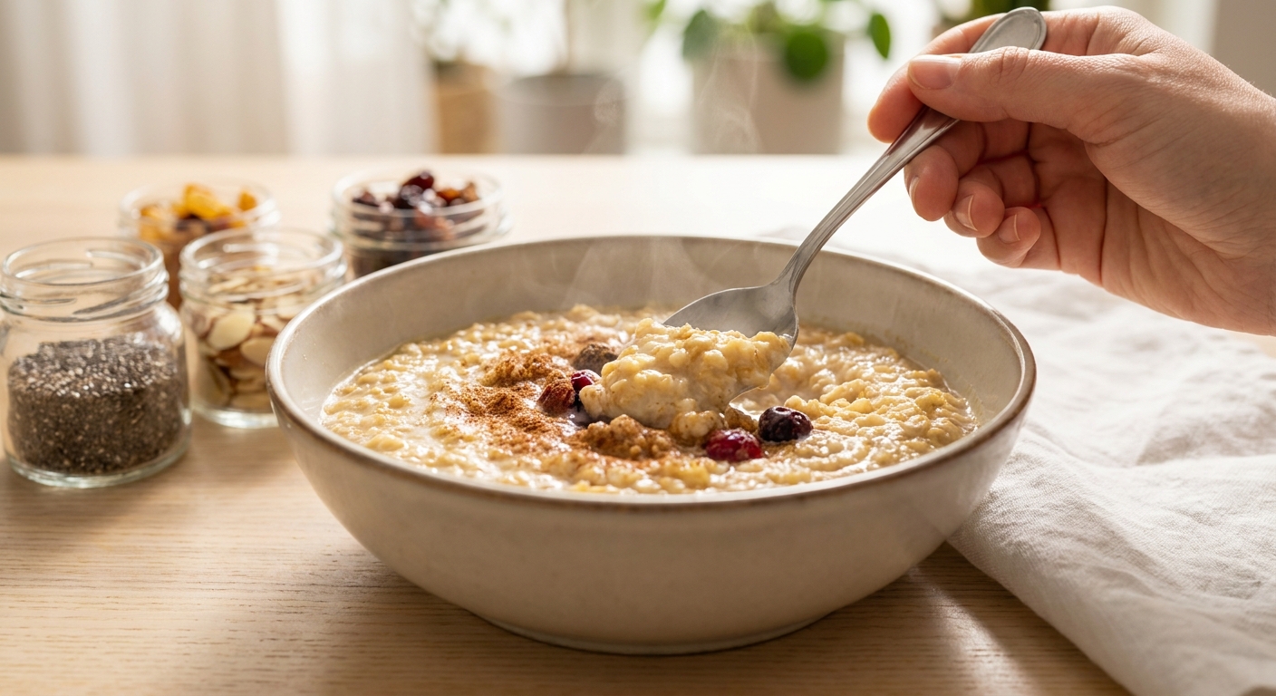 Protein-Porridge mit Erdnussmus Zubereitung