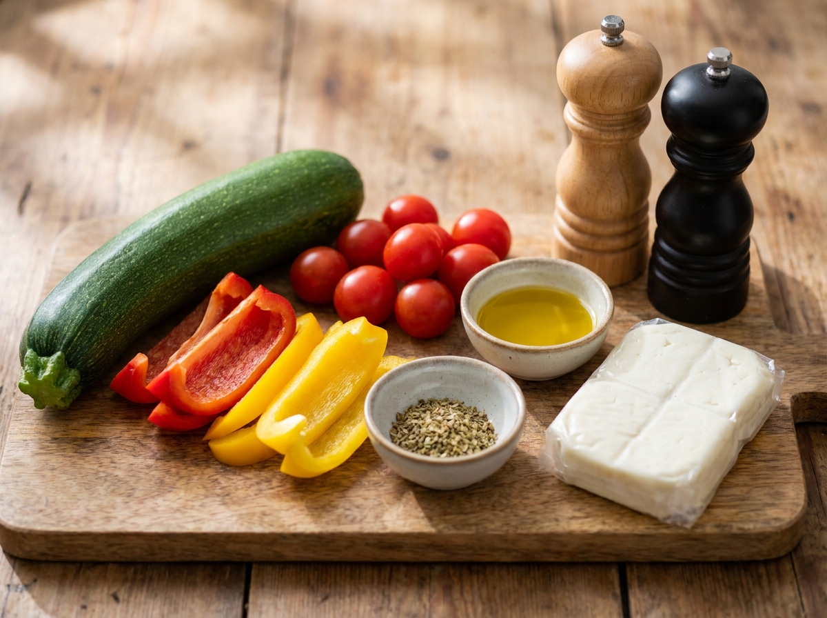 Zutaten für Ofengemüse mit Halloumi vom Blech