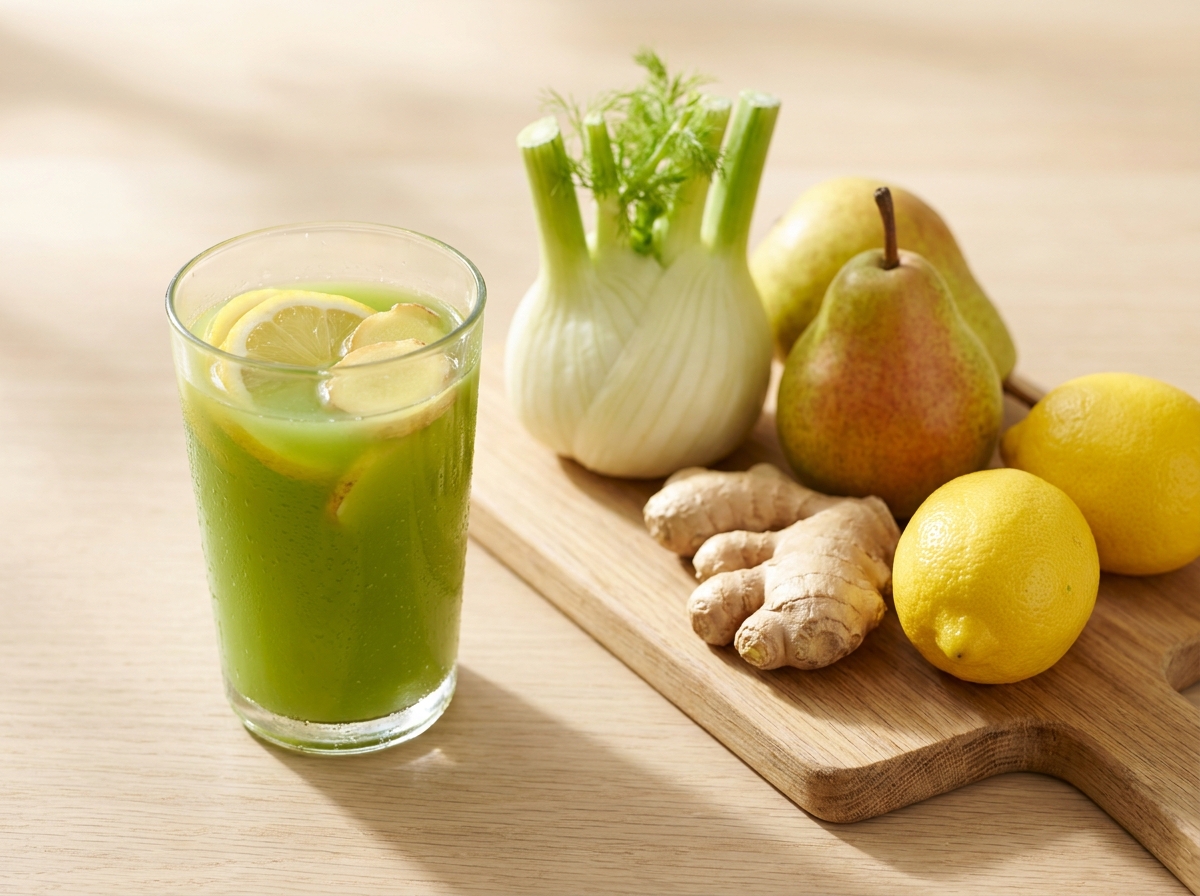 Zutaten für Fenchel-Birne-Ingwer-Saft