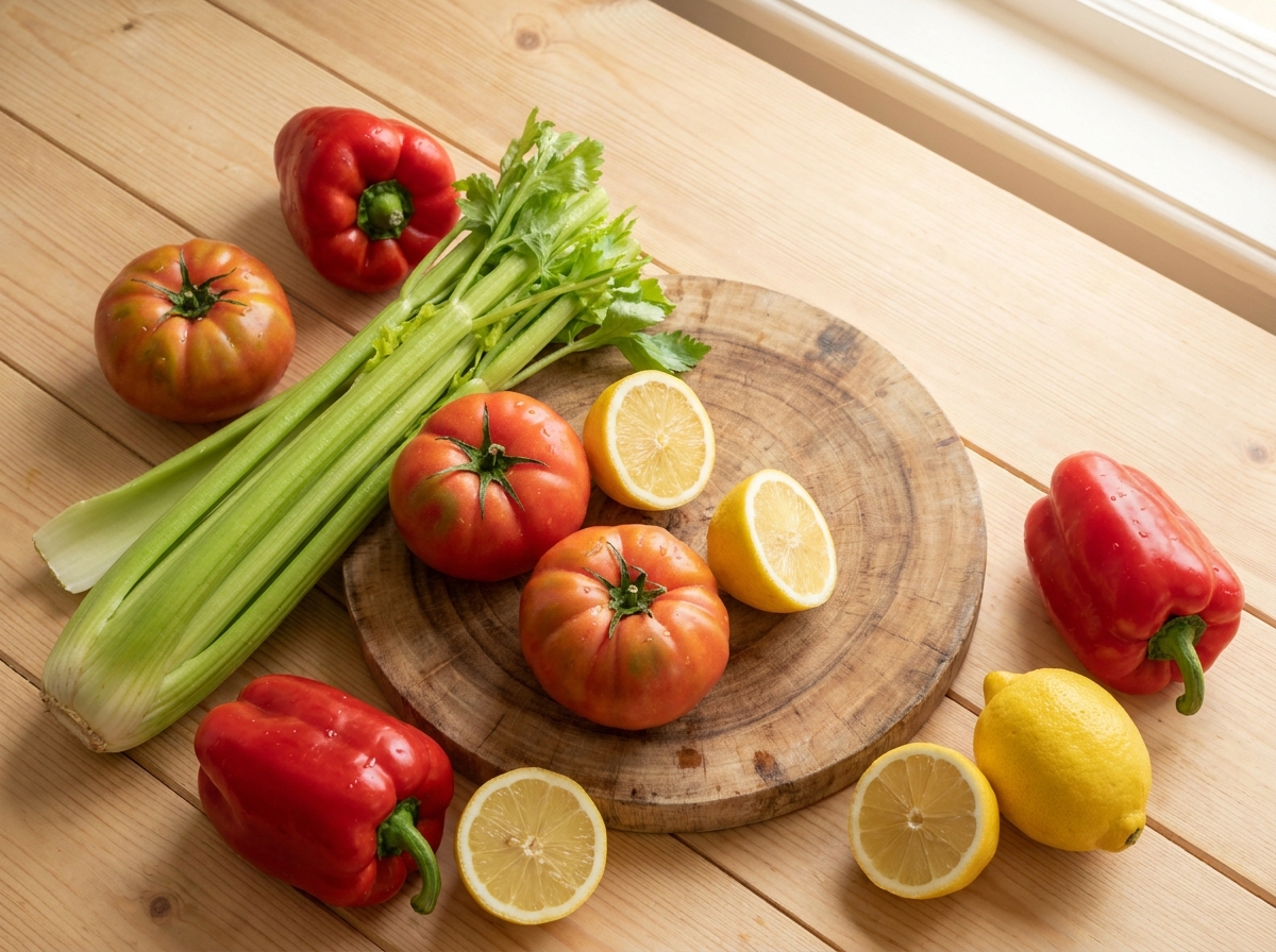 Zutaten für Herzhafter Tomaten-Sellerie-Saft