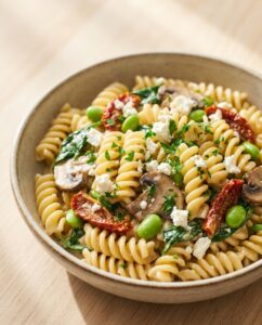 Cremige One Pot Pasta mit Feta und Edamame