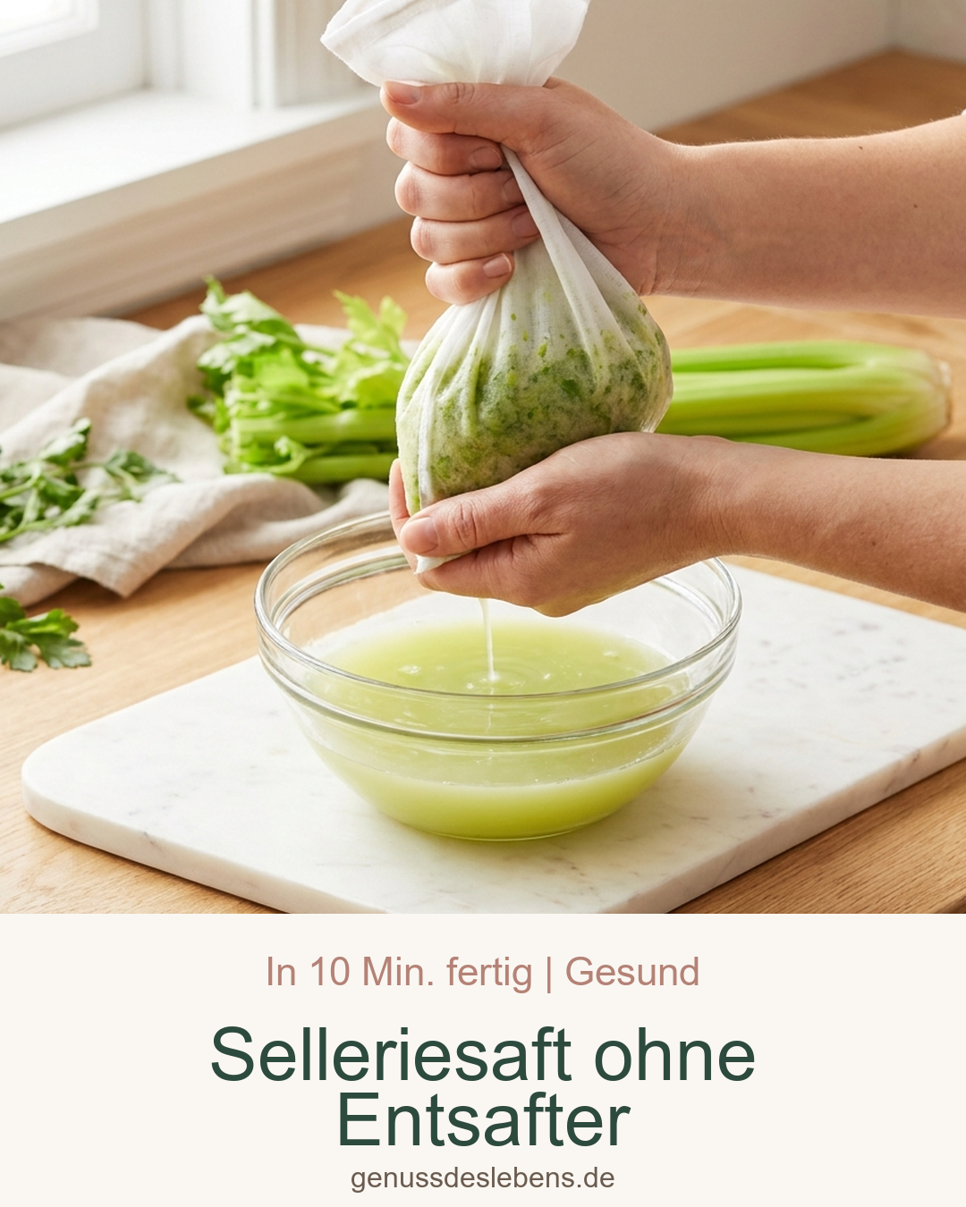 Selleriesaft ohne Entsafter machen: 3 Wege – Pin für Pinterest