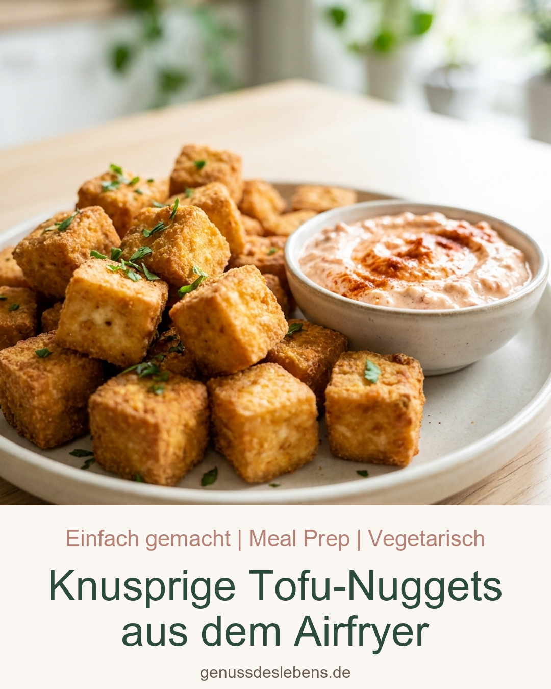 Knusprige Tofu-Nuggets aus dem Airfryer - Pin für Pinterest