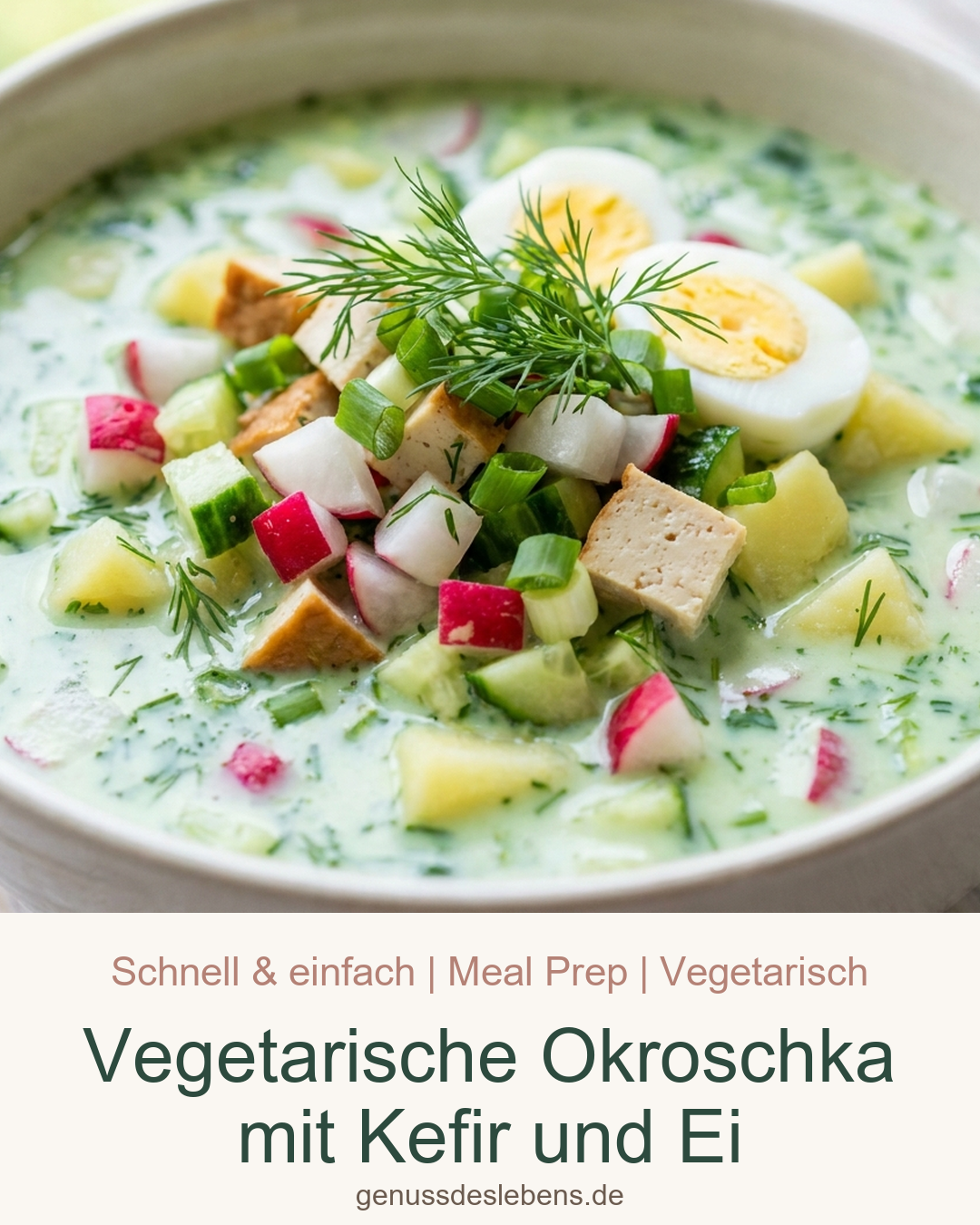 Vegetarische Okroschka mit Kefir und Ei - Pin für Pinterest