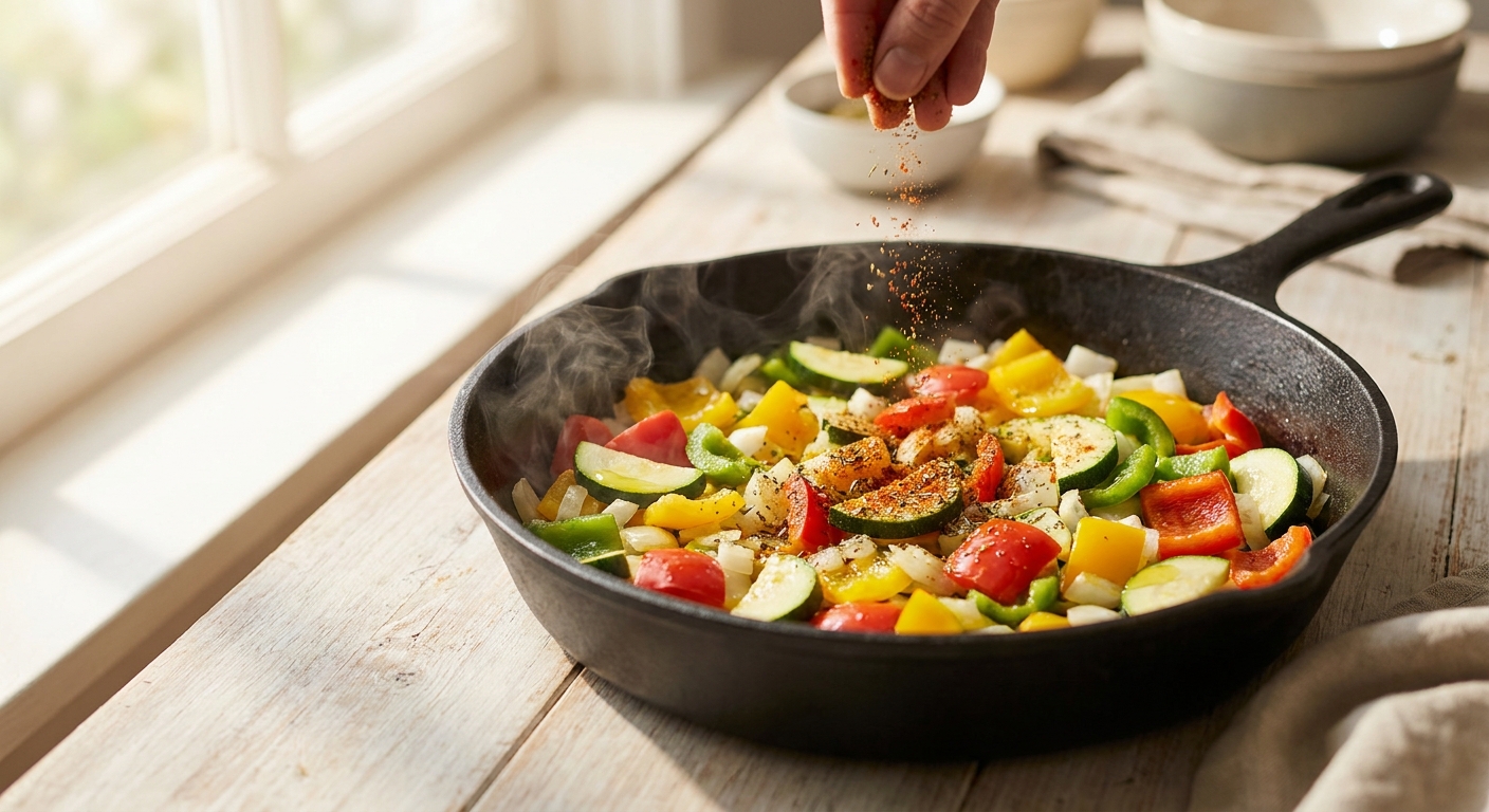 Bulgur-Pfanne mit Halloumi und Paprika Zubereitung