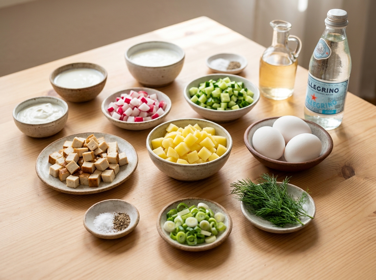 Zutaten für Vegetarische Okroschka mit Kefir und Ei