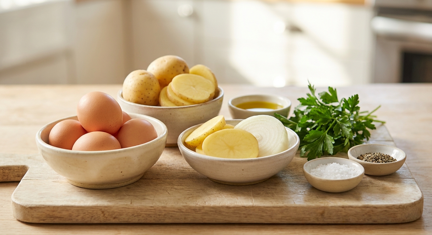 Zutaten für Spanische Tortilla mit Kartoffeln Rezept