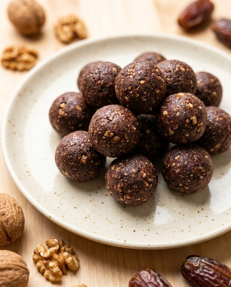 Brownie Energy Balls mit Datteln und Walnüssen