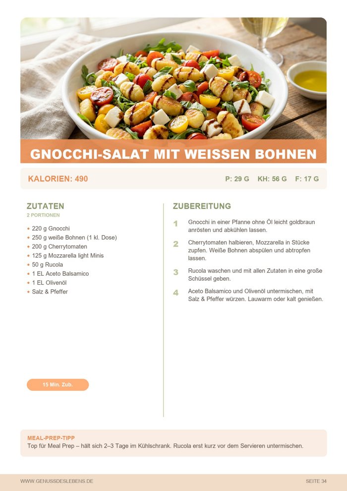 Rezeptseite mit Nährwerten