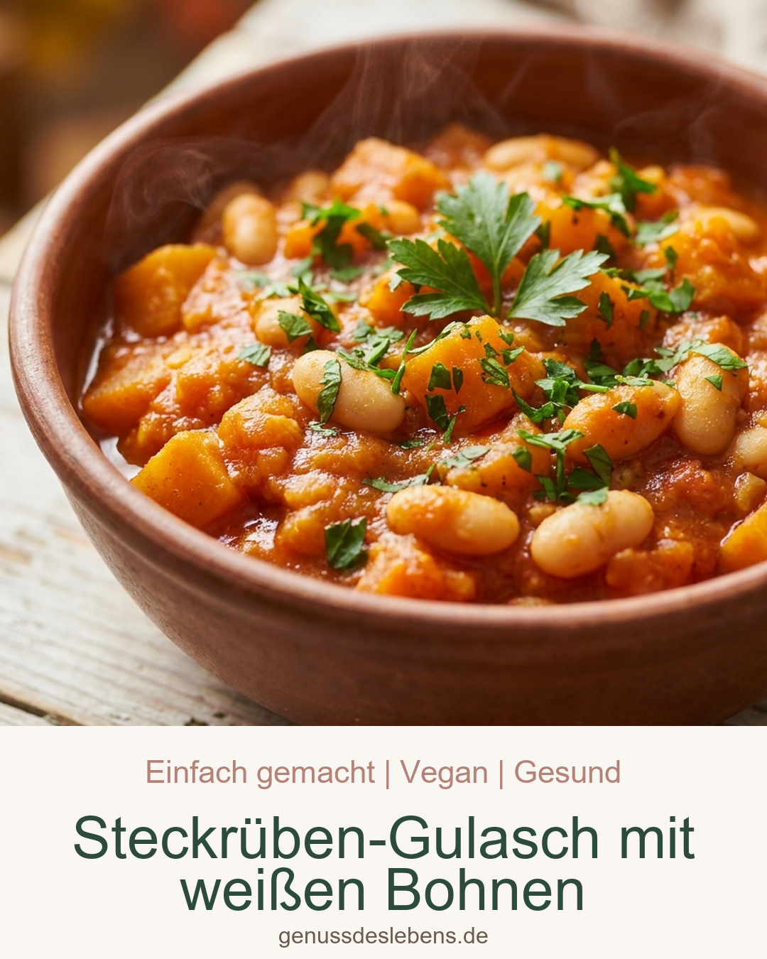 Steckrüben-Gulasch mit weißen Bohnen - Pin für Pinterest