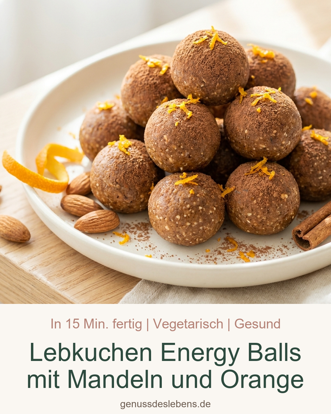 Lebkuchen Energy Balls mit Mandeln und Orange - Pin für Pinterest