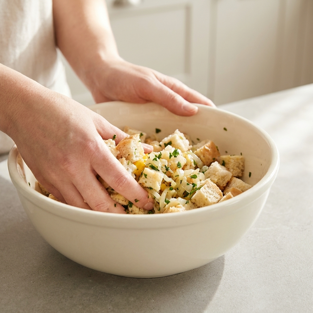 Serviettenknödel mit Pilzrahmsoße Zubereitung