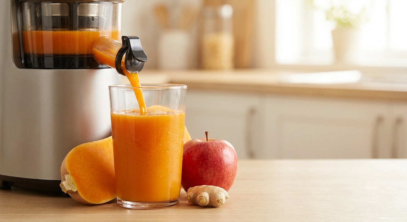 Kürbis-Apfel-Ingwer-Saft entsaften 2